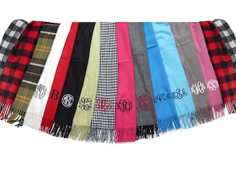 Monogrammed Scarves - Personalized Scarf - Monogram Scarf - Gifts under 25