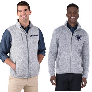 Personalized Men's Knit Fleece RN Jacket or Vest - Embroidered Medical Gift