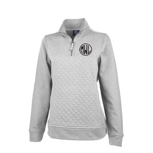 Quilted Sweatshirt with Embroidered Monogram, quilted quarter zip monogrammed, quilted pullover monogram