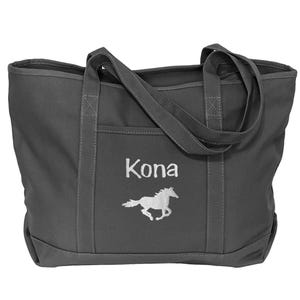 Personalized Horse Riding Tote Bag: Equestrian Gift, Embroidered Canvas Barn Tack Bag