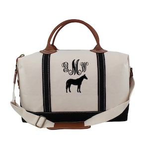 Equestrian Bag, Barn Bag, Horse Show Bag Tote, Tack Bag, Personalized Equestrian Gift, Bag for Horseback Riding Lessons, Embroidered Horse