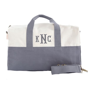 Child Size Personalized Canvas Duffel Bag, Embroidered Monogrammed Duffel Bag, Personalized Duffel Bag for Kids, Kid's Travel Bag