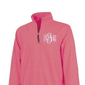 Monogrammed Quarter Zip Pullover: Embroidered Cotton Blend Sweatshirt