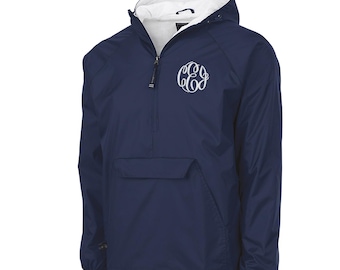 Monogrammed Charles River Windbreaker: Personalized Water-Resistant Pullover Jacket