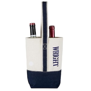Personalized Embroidered Wine Tote Bag: Canvas 2-Bottle Carrier