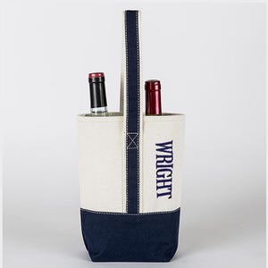 Personalized Wine Tote Bag With Name: Embroidered Wine Bag, Gift for Wine Lovers, Personalized 2 Bottle Wine Travel Bag