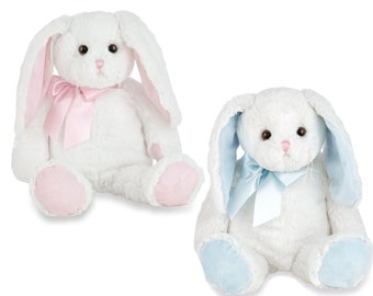 Personalized Stuffed Bunny Rabbit  - Pink or Blue - New Baby Gift - 1st Christmas Gift