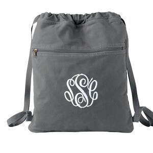 Monogrammed Cinch Bag,  Personalized Canvas Drawstring Bag