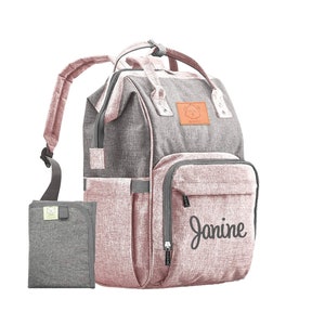 Monogrammed Pink and Gray Diaper Bag Backpack, Diaper Bag for girl, Personalized Diaper Bag