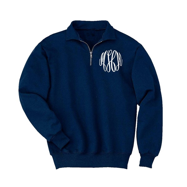 Monogrammed pull over sweatshirt  - quarter zip with collar and monogram