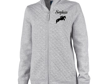 Personalized Quilted Equestrian Barn Jacket: Embroidered Horse Design