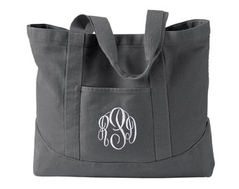 Monogrammed Tote Bag, Personalized Canvas Tote Bag, Monogram Canvas Tote available in 5 colors