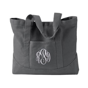 Monogrammed Tote Bag, Personalized Canvas Tote Bag, Monogram Canvas Tote available in 5 colors image 1