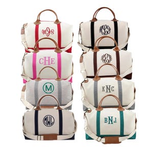 Personalized Canvas Weekender Bag: Embroidered Duffel for Bridesmaids, Groomsmen & Wedding Parties