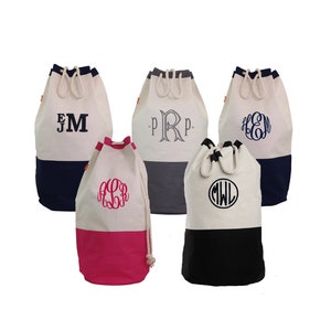 Personalized Heavy Canvas Laundry Bag Embroidered with Name or Monogram for College Dorm Room