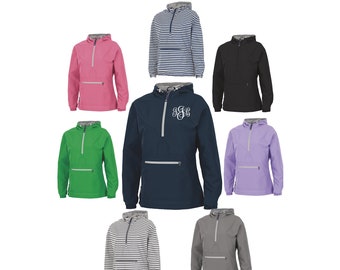 Charles River Apparel Ladies Chatham Anorak Jacket, Available in stripes and solids, Monogrammed Windbreaker Gift for Mom