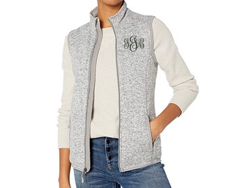 Ladies Monogrammed Charles River Apparel Vest - Women's Heathered Fleece Vest - 3 colors to choose from