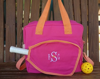 Pink Pickleball Bag with Name Monogram, Personalized Pickleball Paddle Bag, Gift for Pickleball Mom, Monogrammed Pickelball Gift, Ladies Bag
