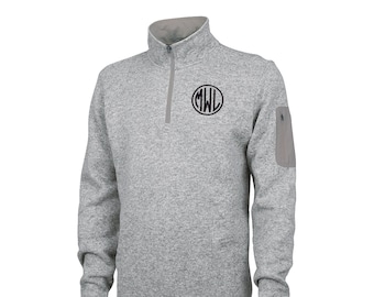 Men's Quarter Zip Pullover with Monogram, Personalized Men's Pullover Quarter Zip, Hiking Apparel for Men, Monogrammed Sweater for Men