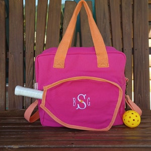Personalized Pink Pickleball Bag: Monogrammed Canvas Paddle Tote