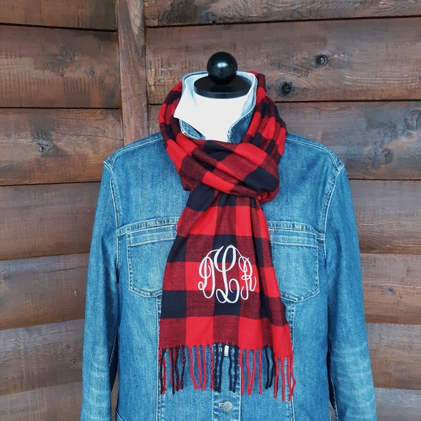 Scarf  -  Personalized Scarves -  Buffalo Plaid Scarf - Plaid Scarf -  38 colors