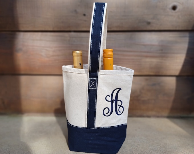 Wine Tote Bag, Canvas Wine Carrier, Gift for Wine Lover, Personalized Wine Gift Tote Bag