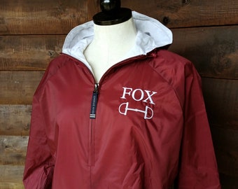 Personalized Embroidered Horse Barn Jacket: Equestrian Windbreaker with Horse Image