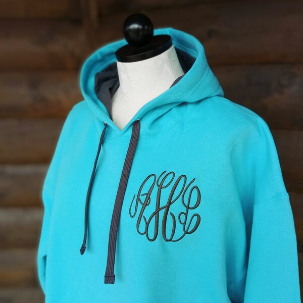 Hoodie with Monogram, 15 hoodie colors, hoodie with embroidered monogram, monogrammed hoodie sweatshirt, Hooded Sweatshirt