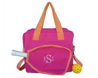 Personalized Pickleball Bag, Pink Pickleball Paddle Bag, Gift for Pickleball Mom, Monogrammed Pickleball Gift, Ladies Pickleball Bag