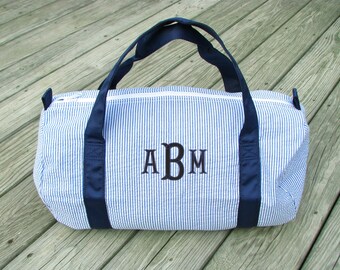 Seersucker Duffle Bag, Monogrammed Duffle Bag, Monogram Duffle Bag, Child Size Duffle, Seersucker 2 colors