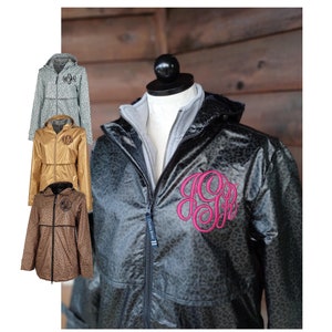 Leopard Monogram Rain Jacket Cheetah Print Ladies Rain Jacket Monogrammed Leopard Rain Jacket Etsy UK
