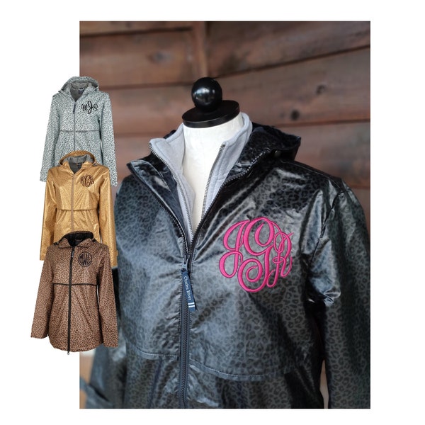 Monogram Black Rain Coat Etsy