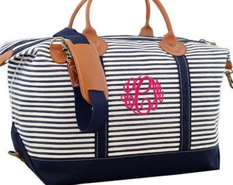 Weekender Bag Personalized,  Navy Canvas Duffel Bag with monogram, Personalized Travel Bag, Gift for Graduate