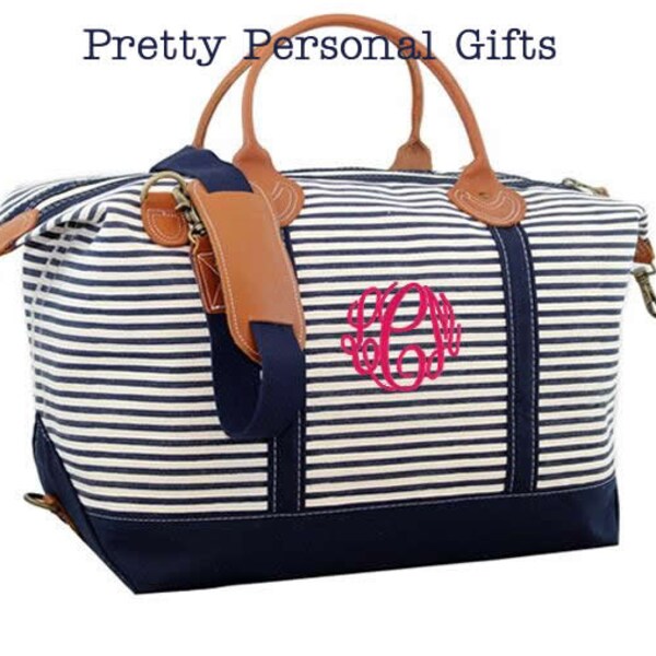 Weekender Bag Personalized,  Navy Canvas Duffel Bag with monogram, Personalized Travel Bag, Gift for Graduate