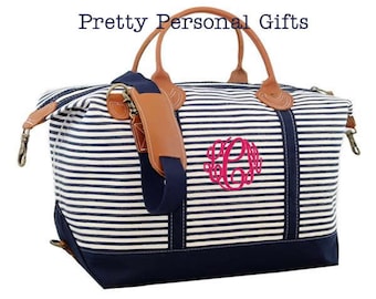 monogrammed canvas weekender bag