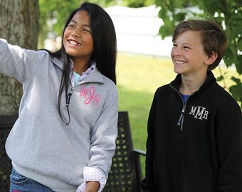 Charles River Youth Size Crosswind Quarter Zip Sweatshirt, Monogrammed Quarter Zip For Kids, personalized youth sweatshirt