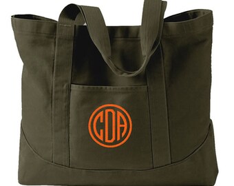 Monogram Canvas Tote Bag  in 5 colors, Monogrammed Tote Bag, Personalized Canvas Tote Bag