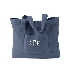 Monogram Canvas Tote Bag, Personalized Canvas Tote Bag, Large Embroidered Tote Bag