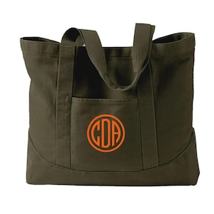 Monogrammed Canvas Tote Bag: Large Personalized Embroidered Gift
