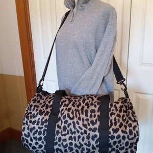 brown cheetah nylon duffel bag