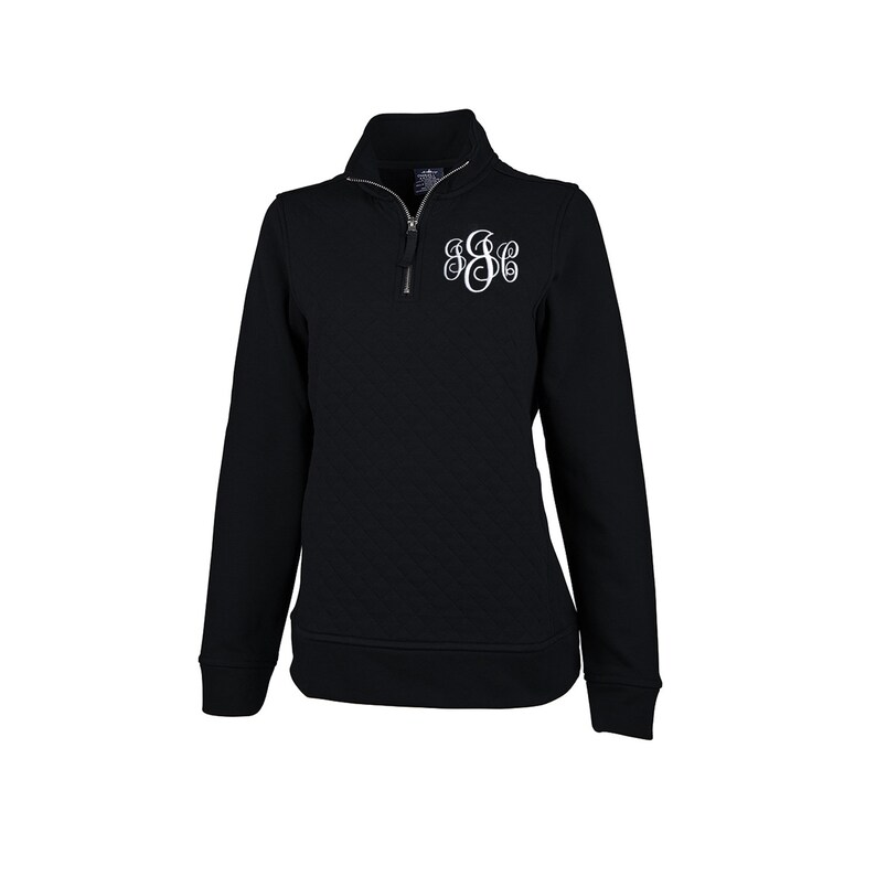 Quilted Sweatshirt with Embroidered Monogram, quilted quarter zip monogrammed, quilted pullover monogram