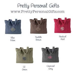 Monogrammed Tote Bag, Personalized Canvas Tote Bag, Monogram Canvas Tote available in 5 colors image 2