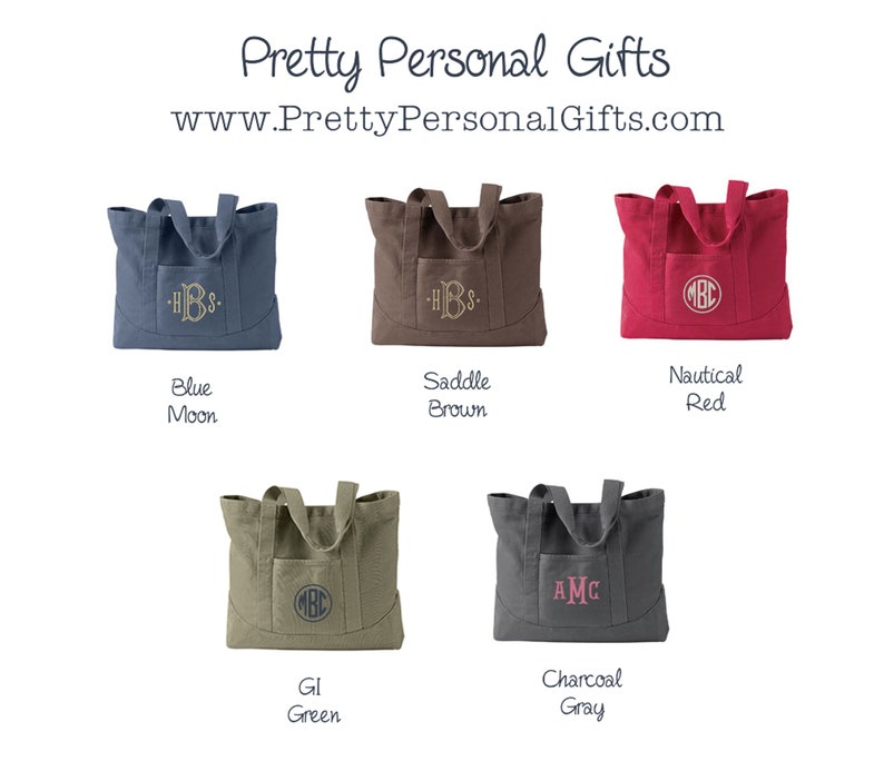 Monogrammed Tote Bag, Personalized Canvas Tote Bag, Monogram Canvas Tote available in 5 colors image 2