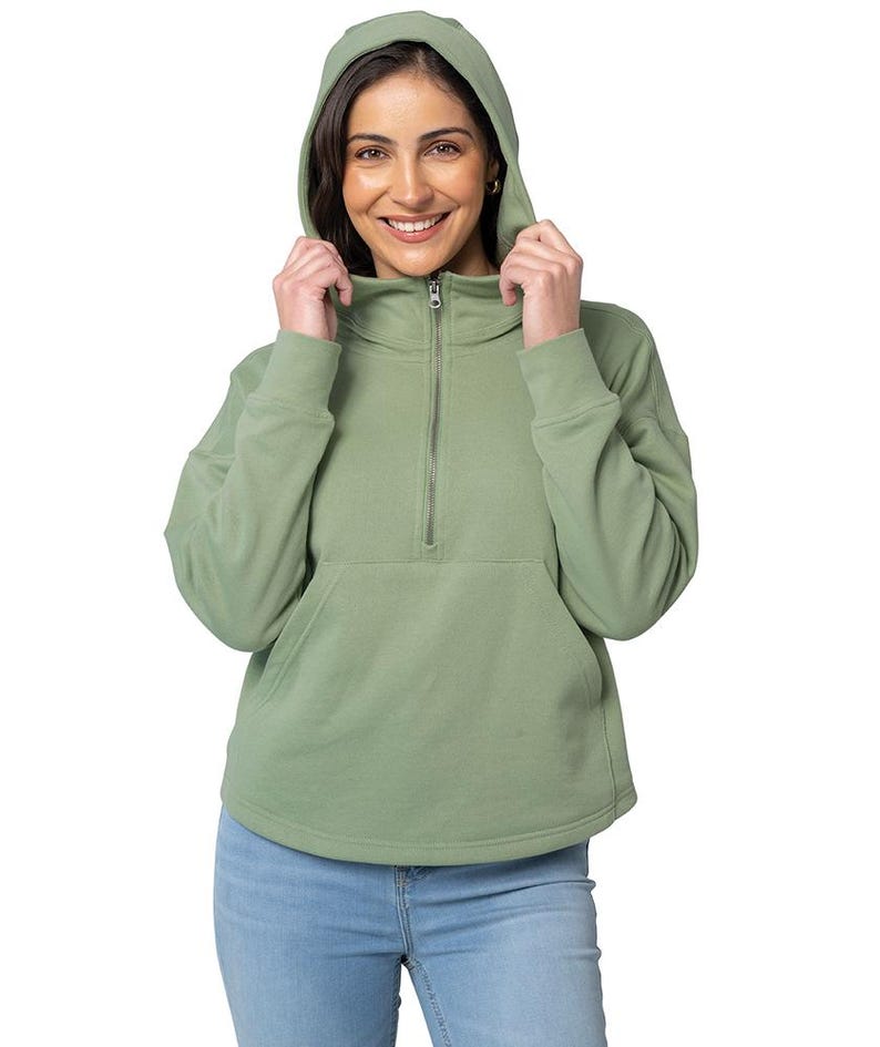 Monogrammed Half-Zip Funnel Neck Sweatshirt: Embroidered Ladies Pullover Hoodie image 13
