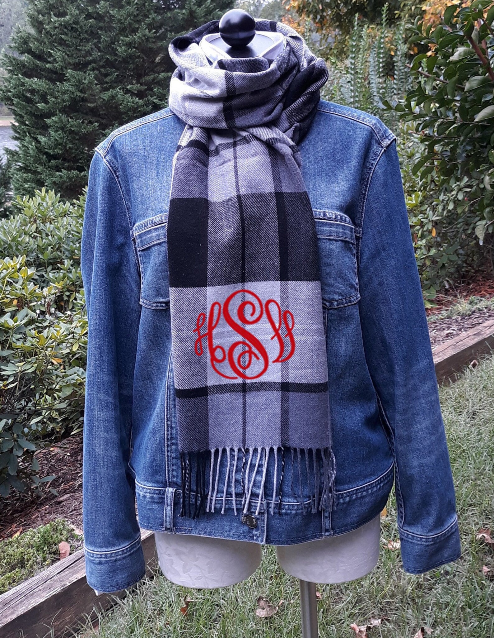 Monogrammed Scarves Personalized Scarf Monogram Scarf Etsy