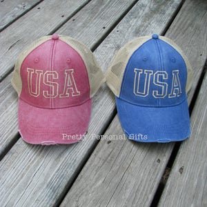 American Flag Trucker Hat USA Hat Distressed Patriotic - Etsy