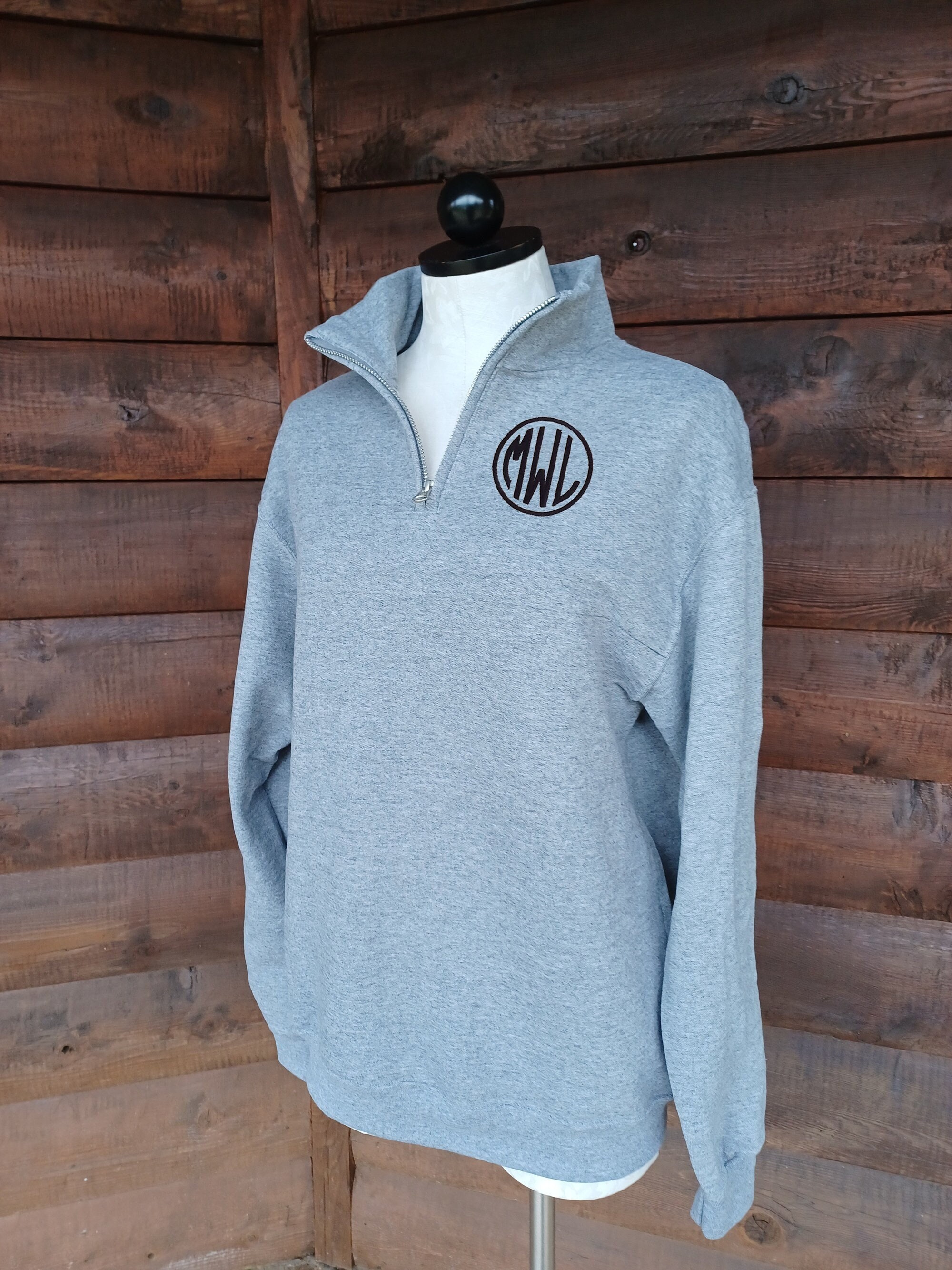 Monogrammed Pull Over Sweatshirt - Quarter Zip Sweatshirt