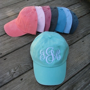 Monogrammed Baseball Hat, Ocean Washed Pigment Dyed Hat, True Color Hat, Custom Embroidered Monogram on Hat, Dad Hat with Monogram