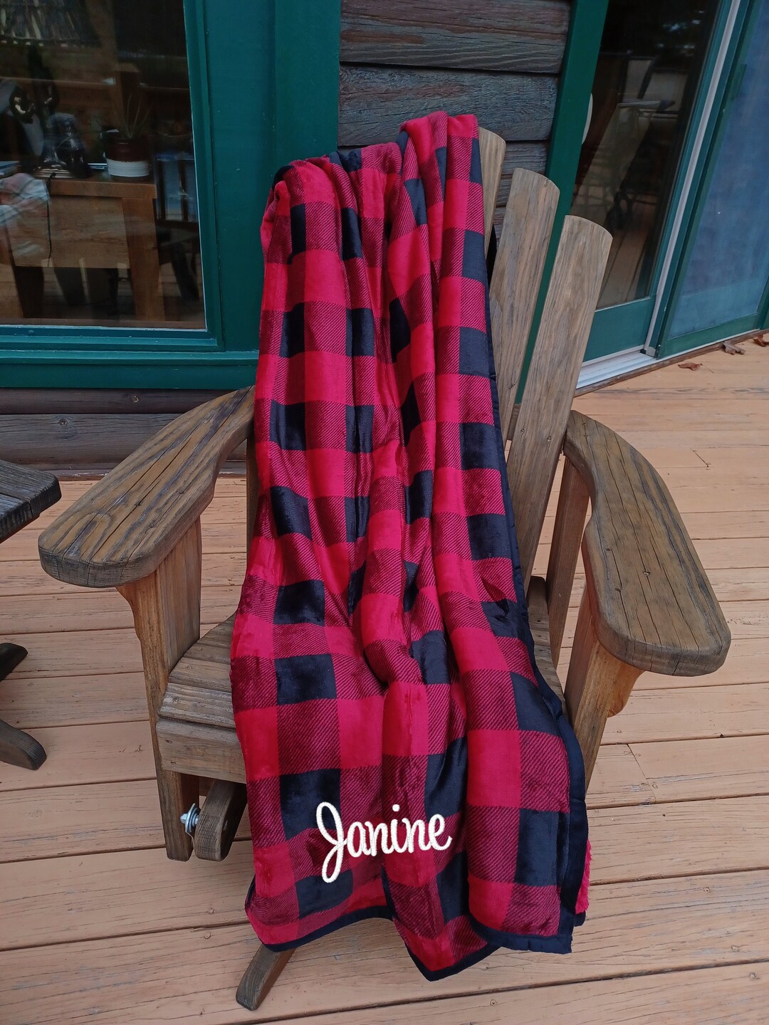 thumbnail image 2 of Super Soft Red & Black Buffalo Plaid Flannel Throw Blanket With Sherpa Lining – 50x60 2 of 5