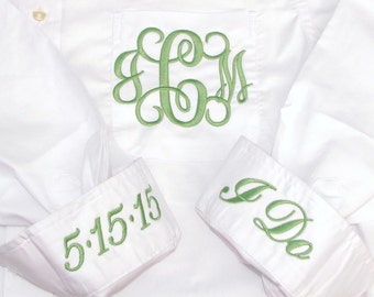 Personalized Bridal Party Shirt - Monogrammed Button Down Wedding Getting Ready Shirt